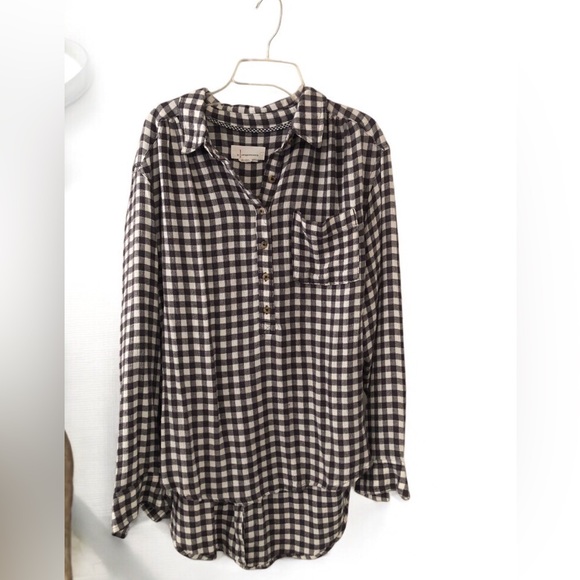 Anthropologie Tops - Anthropologie Brown and White Plaid Shirt
